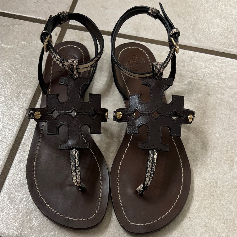 Tory Burch Black and Brown Sandals